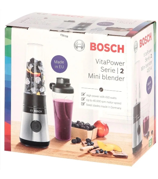 Блендер стационарный Bosch MMB2111S черный, 450 Вт, 1 скорость