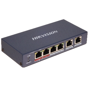 Коммутатор Hikvision DS-3E0106HP-E, 4×100 Мбит/с PoE + 2×100 Мбит/с, неуправляемый