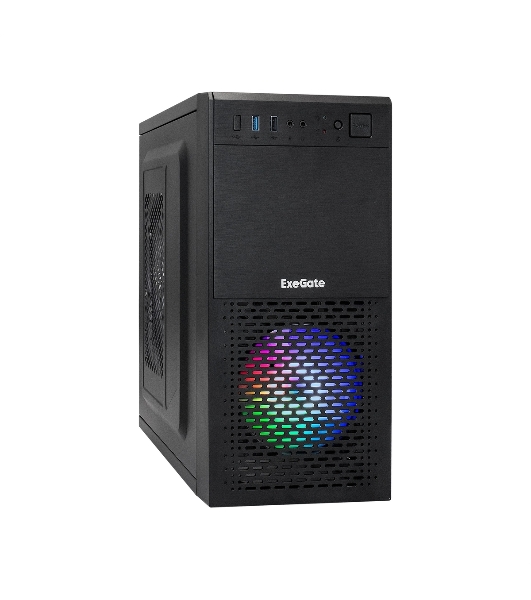 Компьютерный корпус Minitower ExeGate mEVO-7807-XP500 (mATX, БП XP500 с вент. 12см, 1*USB+1*USB 3.0, черный, 1 вент. 12см с RGb подсветкой)
