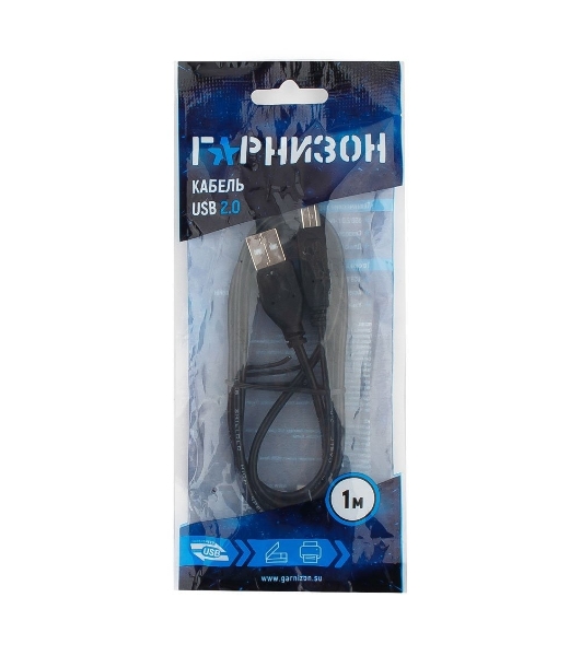 Кабель USB2.0 Гарнизон GCC-USB2-CMBM-1M, Type-C/BM, медь, 1м, черный, пакет