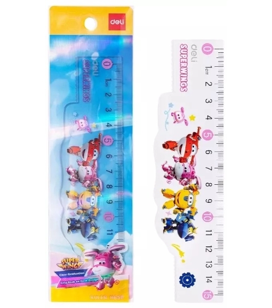 Линейка Deli Super Wings EH658 пластик дл. 15 см ассорти