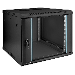 Шкаф телекоммуникационный 19' настенный 9U ExeGate EC-WM-9U.600.G.BLACK (19', 9U, 600x600x500мм (ШхГхВ), передняя дверь закаленное стекло, съемные боковые панели, пыле- и влагозащита IP23, черный RAL 9004), фото 1