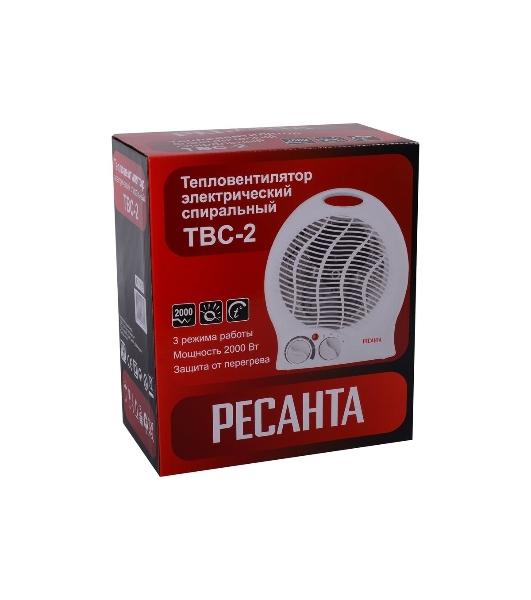 Тепловентилятор Ресанта ТВС-2 [67/2/2] спиральный,/1000/2000 Вт, защита от перегрева