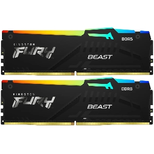 Оперативная память Kingston Fury Beast, DDR5, 64Gb (2x32GB), 5600MHz, CL36, DIMM, радиатор, RGb, черный
