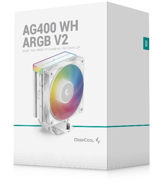 Кулер для процессора DEEPCOOL AG400 WH ARGb V2 белый 120мм алюминий+медь 2100rpm 31.6db 4-pin 220W 152мм