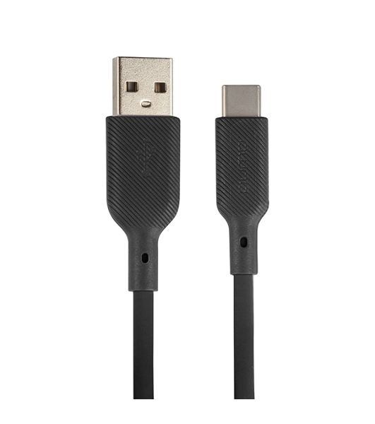 Кабель USB-A to Type-C, silica gel, 1м, 3A, 18W черный
