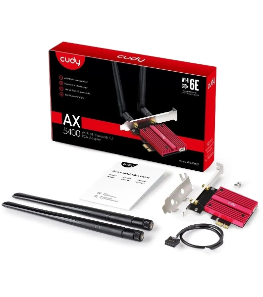 Сетевой адаптер Wi-Fi + Bluetooth Cudy WE3000S АХ5400 PCI Express (ант.внеш.съем) 2ант.
