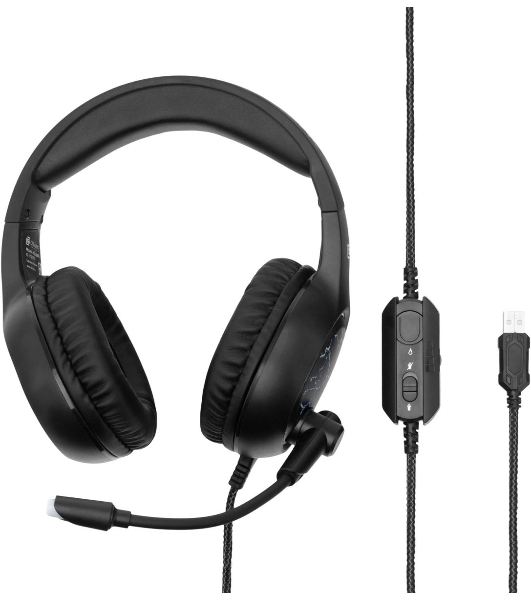Гарнитура Oklick HS-L930G чёрный/синий, проводная, USB, подсветка