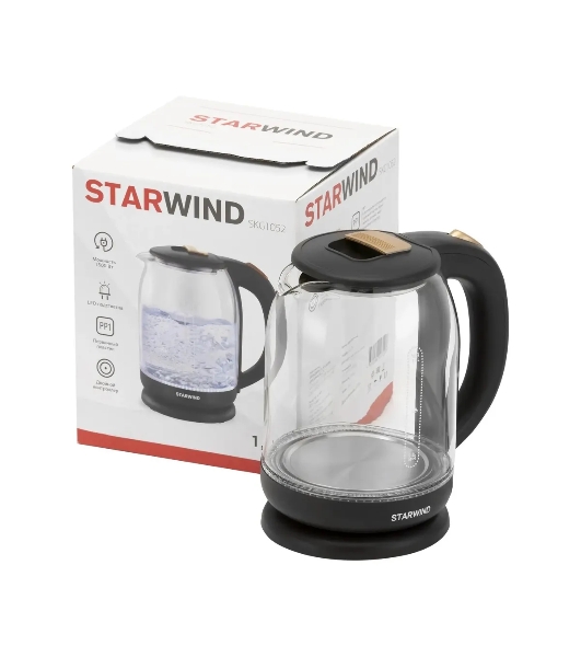 Электрочайник Starwind SKG1052 темно-коричневый/бронзовый, 1.8 л, 1500 Вт, скрытый нагревательный элемент