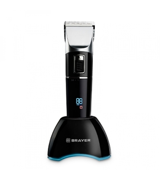 Машинка для стрижки BRAYER BR3402, LED-дисплей, 4 насад, турбо, титан. покр, регу. высоты лезвий