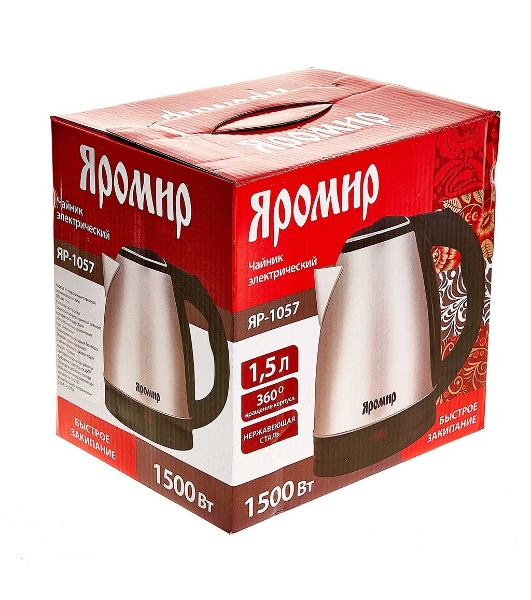 Чайник электрический ЯРОМИР ЯР-1057 нерж.: 1500 Вт, 1,5 л (12)