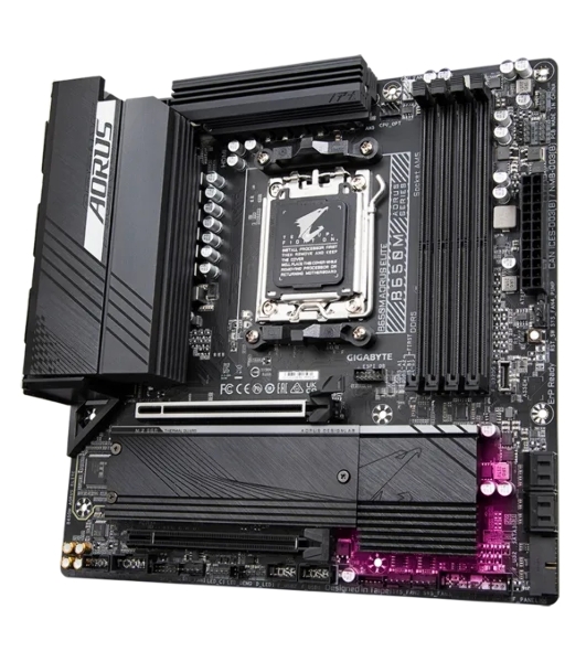Материнская плата Gigabyte B650M AORUS ELITE, Socket AM5, AMD B650, 4xDDR5, 4xSATA, 2xM.2, 1xPCI-E 4.0 x16, 1xPCI-E 4.0 x4, 1xHDMI, 1xDP, 1x 2.5Gb LAN, 5xUSB-A 3.2 Gen 1, 2xUSB-A 3.2 Gen 2, 4xUSB-A 2.0, 1xUSB-C 3.2 Gen 2, 2x3.5 мм, 7.1, Micro-ATX