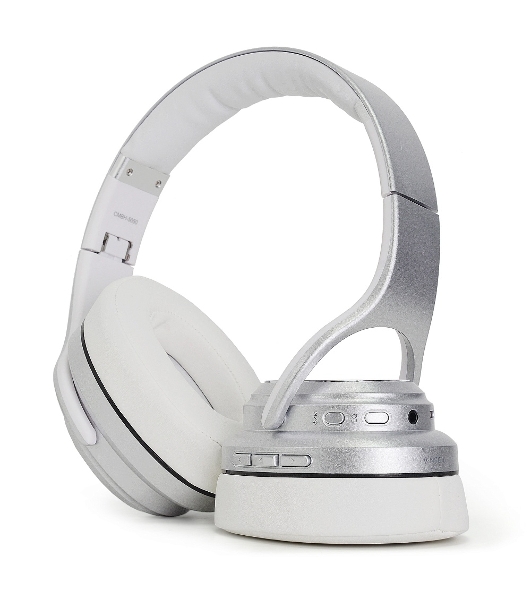 Беспроводные/проводные наушники Crown CMBH-5050 серебристый, накладные, Bluetooth + проводной, складная конструкция, до 10 ч