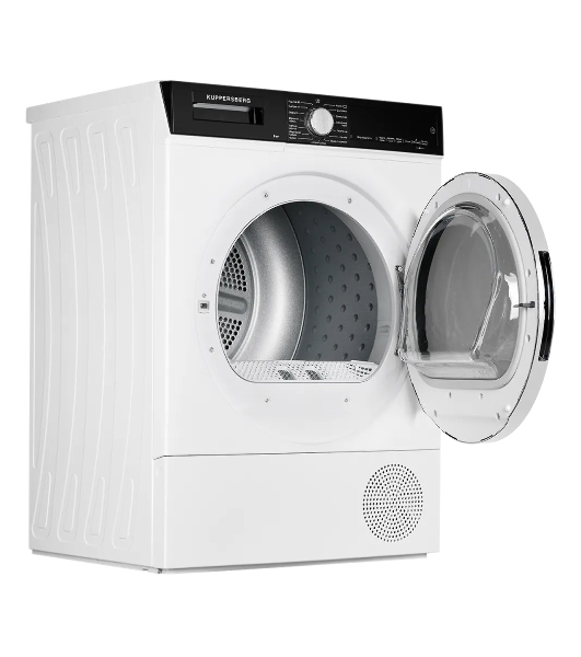 Сушильная машина Kuppersberg DM 560 W белый, 8 кг, сушка - конденсационная, программ - 15, 59.5 x 84.5 x 56.6 см