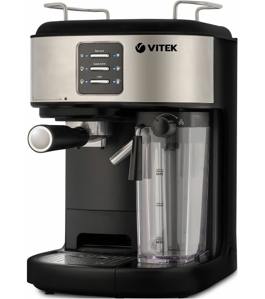 Кофеварка рожковая Vitek Metropolis VT-8489 черный/нержавеющая сталь, 1,5 л, 1250Вт, 15 бар