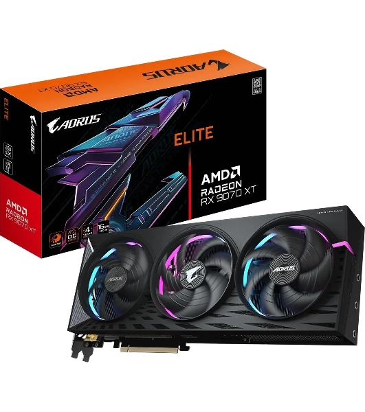 Видеокарта Gigabyte PCI-E GV-R9070XT AORUS E-16GD 1.0 AMD Radeon RX 9070XT 16Gb 256bit GDDR6 2175/20000 HDMIx2 DPx2 HDCP Ret