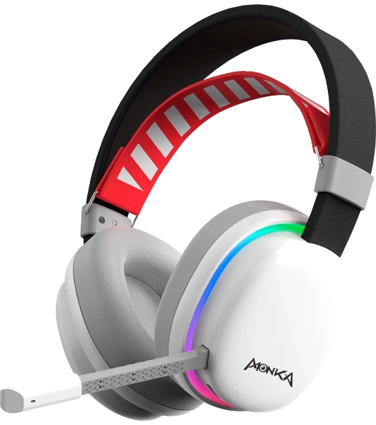 Гарнитура Marvo HG9069W Monka Echo белый, беспроводная + проводная, радиоканал, до 10 ч, подсветка, совместимость с PS5, Xbox