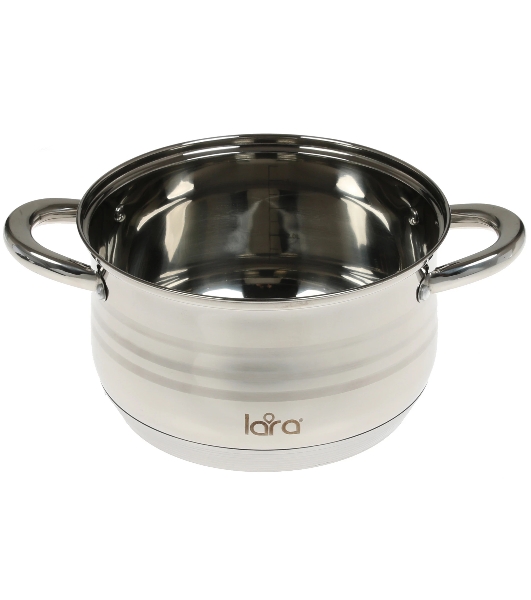 Кастрюля Lara LR02-584 SONATA 22x13 см, 4.9 л, нержавеющая сталь, индукция, с крышкой