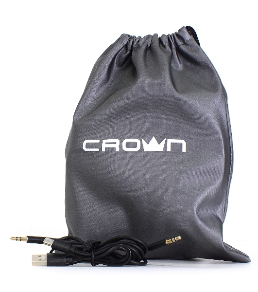 Беспроводные/проводные наушники Crown CMBH-5050 серебристый, накладные, Bluetooth + проводной, складная конструкция, до 10 ч