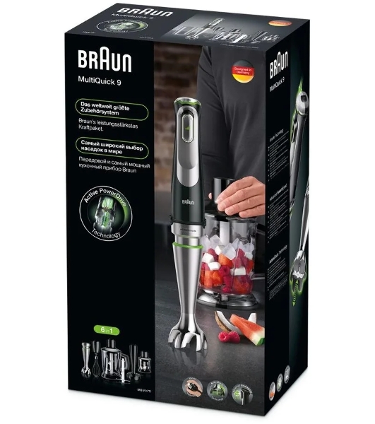 Блендер погружной Braun Multiquick 9 MQ9147X черный, 1200 Вт, плавная регулировка, турбо