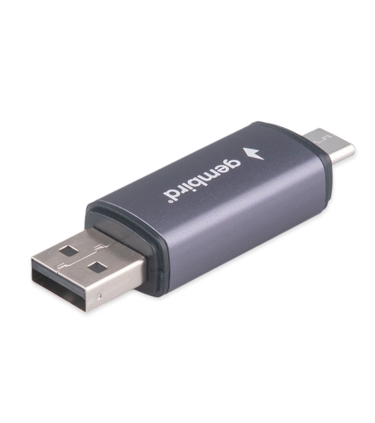 Кард-ридер Gembird FD2-MSD-6/серый/TF/Micro-SD/Micro-SDHC/Micro-SDXC/SD/USB Type-C/USB (OTG)/алюминий
