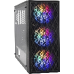 Компьютерный корпус Miditower ExeGate EVO-8243-NPX500 (ATX, БП 500NPX с вент 12 см, 2хUSB+1хUSB 3.0, черный, 3 вент. с RGb подсветкой, боковая панель - закаленное стекло), фото 1
