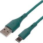 Кабель USB2.0 Cablexpert CC-USB2S-AMCM-1M-GN AM/Type-C, 3А, 18Вт, QC3.0, силиконовый, медь, 1м, зеленый, пакет, фото 1