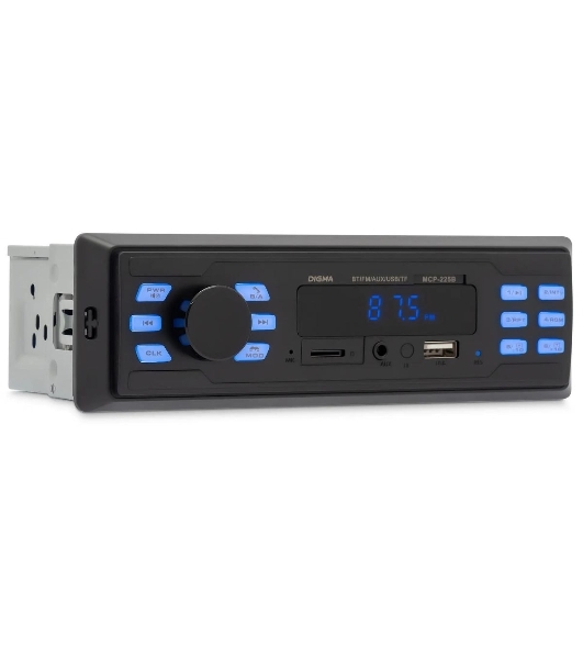 Автомагнитола Digma MCP-225B, 1 DIN, Bluetooth, USB Type-A, AUX