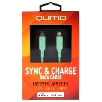 Кабель QUMO, MFI С94, Type-C на MFI Apple 8 pin, силиконовый, 1м, 2,22A, 9V, 20W, PD (зеленый), фото2