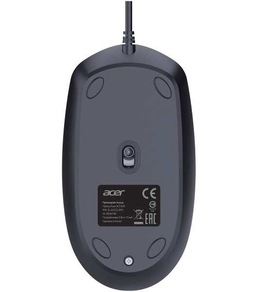 Комплект клавиатура+мышь Acer OCC400 проводной, USB, 2000 DPI, черный