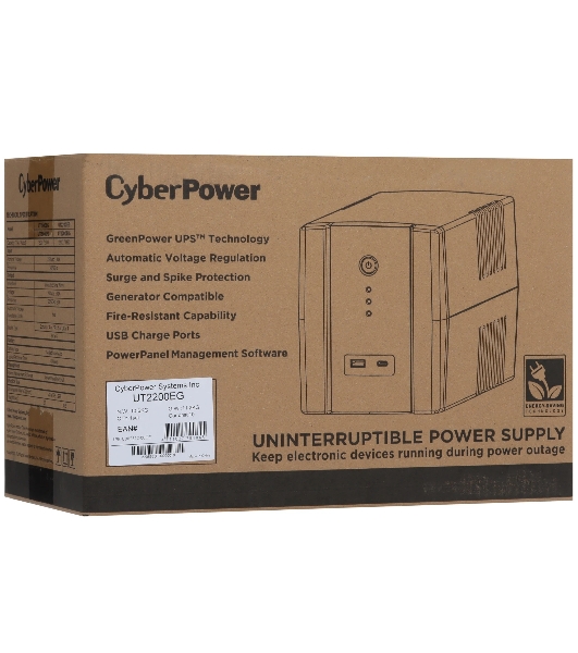 Источник бесперебойного питания CyberPower UT2200EG/2200 ВА/1320 Вт/USB/RJ11/45/4 х CEE 7 (евророзетка)