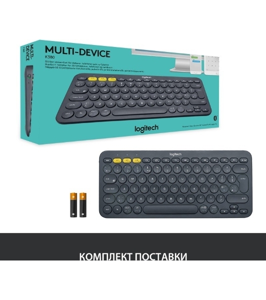 Клавиатура беспроводная Logitech K380 (920-007590) темно-серый (неоригинальная гравировка)