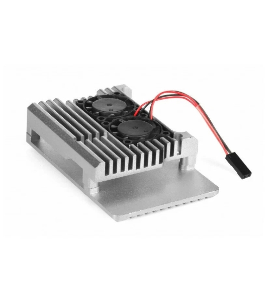 Корпус Qumo Aluminum case with double black fans, Raspberry Pi 4, silver(RS009)