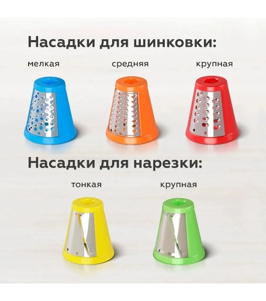 Овощерезка BQ CH1010, 150 Вт, 5 сменных насадок, белый/серый