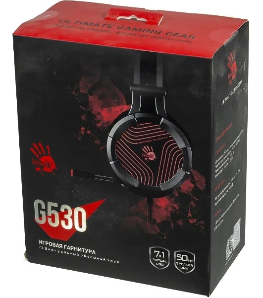 Гарнитура A4Tech Bloody G530 чёрный/серый, проводная, подсветка