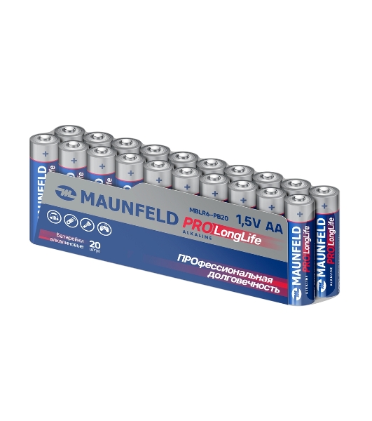Батарейки Maunfeld PRO Long Life Alkaline AA (LR6) MBLR6-PB20, спайка 20 шт., 1.5 В