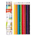Карандаши цветные Deli EC112-12 Enovation, трехгранный профиль, пластик 12 цветов, картонный тубус (12шт), фото 1