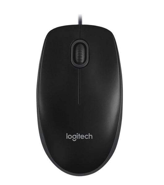 Мышь проводная Logitech B100 черный, 1000 dpi, USB, кнопки - 3