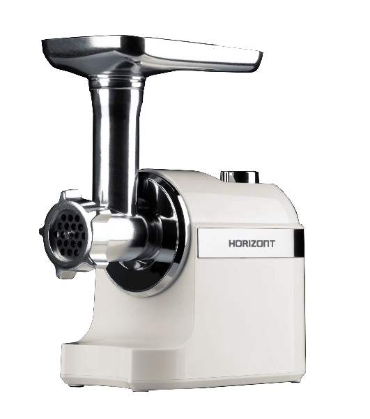Мясорубка электрическая Horizont HMG02A-1800 белый, 1800 Вт, 1.6 кг/мин, реверс, защита от перегрузки, металлический лоток, насадки - 2
