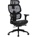 Кресло Cactus CS-MC555-BK черный, сетка, 150 кг, подголовник, регулируемые подлокотники, механизм качания, фото 1