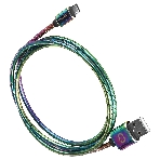 Кабель Qumo, USB 2.0-Type C, 1м, 5/9/12В, 5A, 22.5Вт (Huawei FCP и SCP), опл. металл. пружинка, кон. металл, rainbow, фото 1