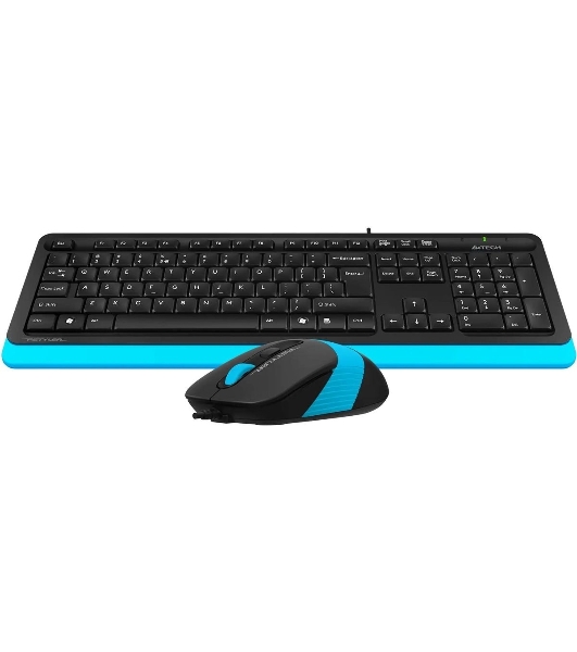 Комплект клавиатура+мышь A4Tech FStyler F1010 проводной, USB, 1600 DPI, чёрный/синий