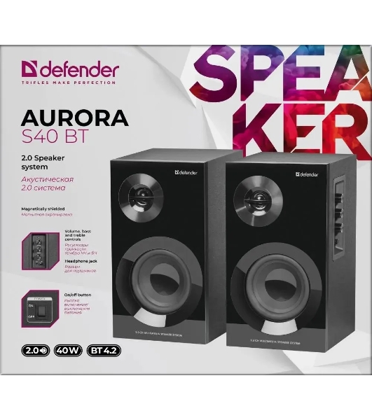 Акустическая система Defender Aurora S40 BT 2.0 40Вт, bluetooth, 220В