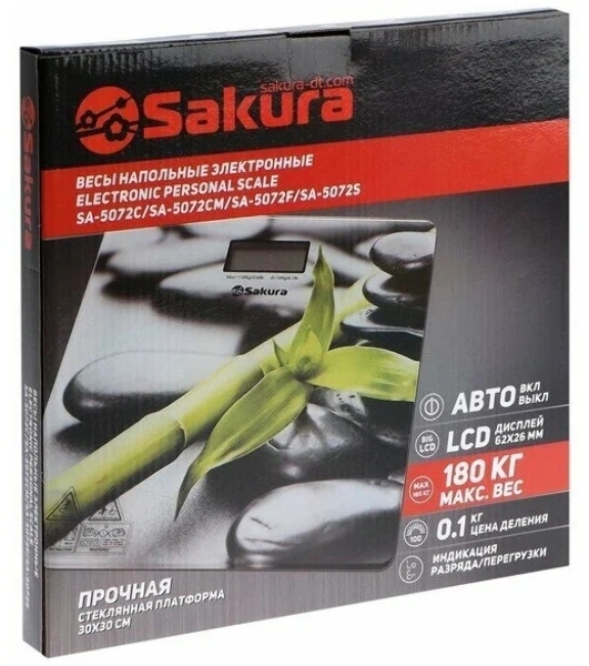 Весы напольные Sakura SA-5072S 180 кг элек бамбук