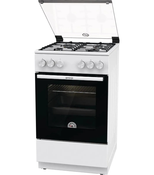 Плита газовая Gorenje GG5A10WH белый, конфорок 4 газовых, духовка 70 л, 50 см x 85 см x 59.4 см