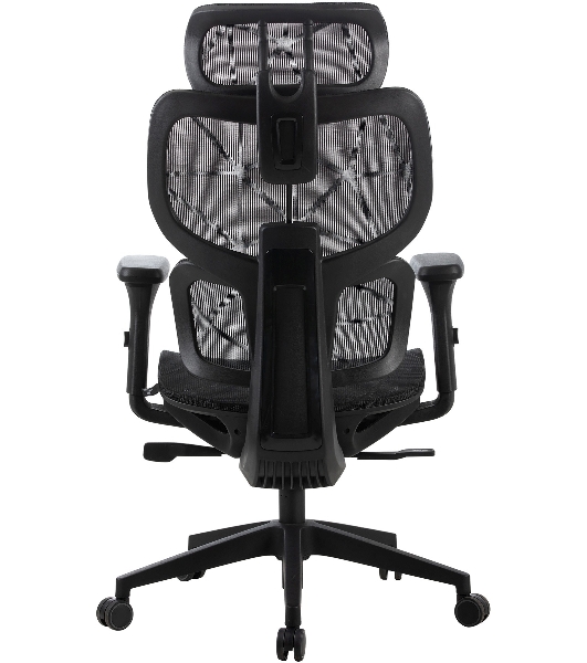 Кресло Cactus CS-MC555-BK черный, сетка, 150 кг, подголовник, регулируемые подлокотники, механизм качания