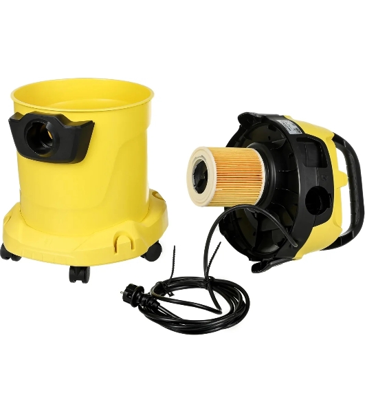 Строительный пылесос Karcher WD 3 P V-17/4/20 желтый, 1000 Вт, уборка сухая/сбор воды, пылесборник мешок/контейнер, 17 л