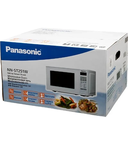 Микроволновая печь Panasonic NN-ST251WZPE белый, 20 л, 800 Вт, переключатели - сенсор