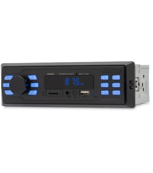 Автомагнитола Digma MCP-225B, 1 DIN, Bluetooth, USB Type-A, AUX
