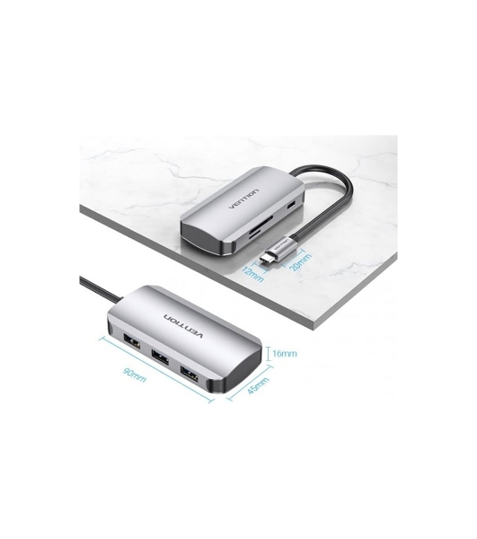 USB-концентратор Vention TNHHB, USB Type-C, USB/SD/TF/PD, USB Type-C